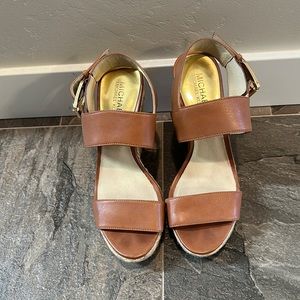 Michael Kors Leather Espadrille Wedges